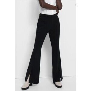 Theory Womens Black Wide Leg Dress Pants Split Hem Trousers Size 10